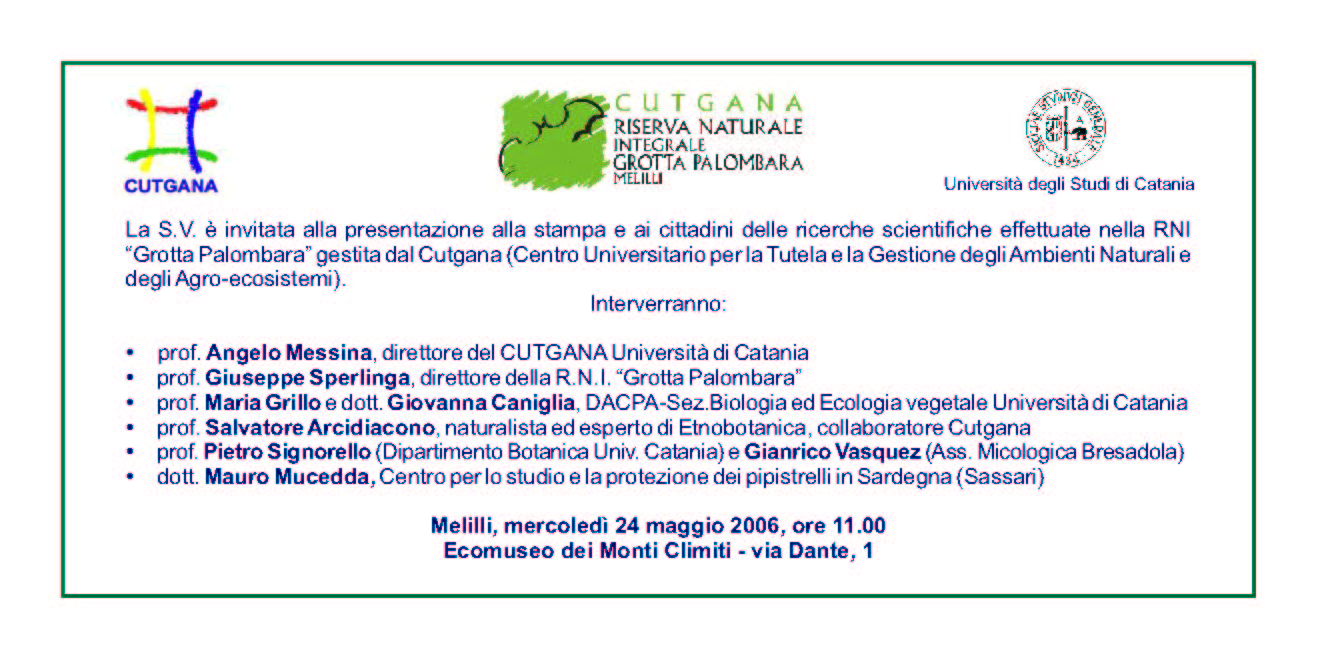 Ricerche Scientifiche Riserva Naturale Grotta Palombara M.