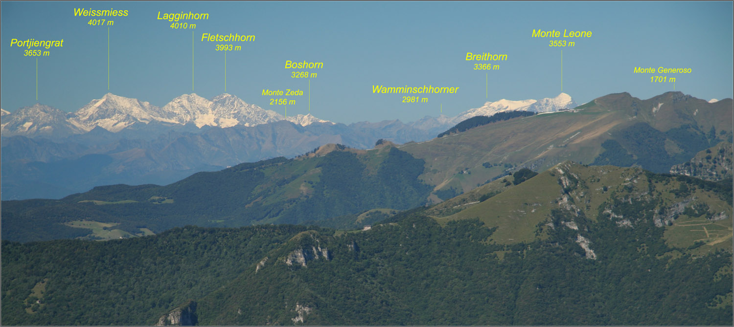 Monte Palanzone e panorama sulle Alpi Centro Occidentali