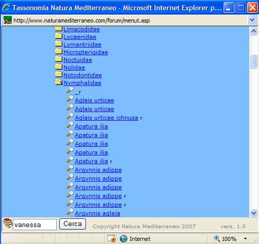 MODULO DI RICERCA TASSONOMIA