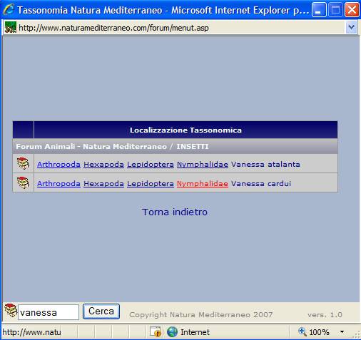 MODULO DI RICERCA TASSONOMIA