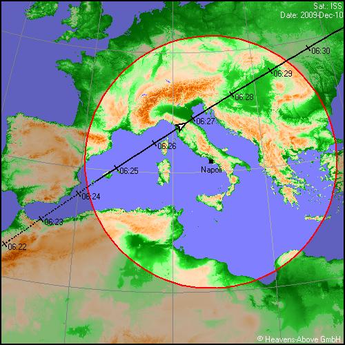 Passaggio ISS  1O dicembre Italia Centro Settentrionale