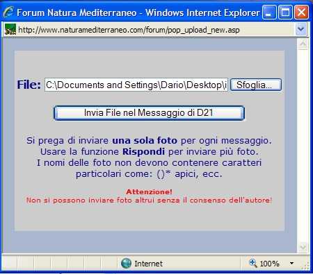 Inserire immagini nei messaggi privati