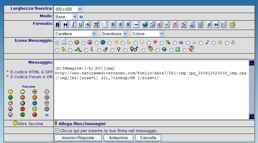 Inserire immagini nei messaggi privati