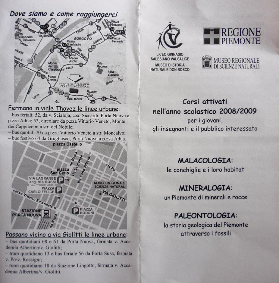 Corsi di Malacologia, Mineralogia e Paleontologia.