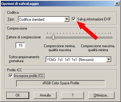Ritagliare e mantenere EXIF