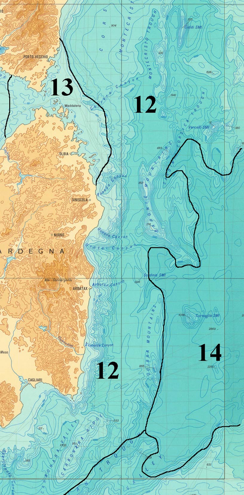 Batimetria mediterranea: 6. Tirreno occidentale