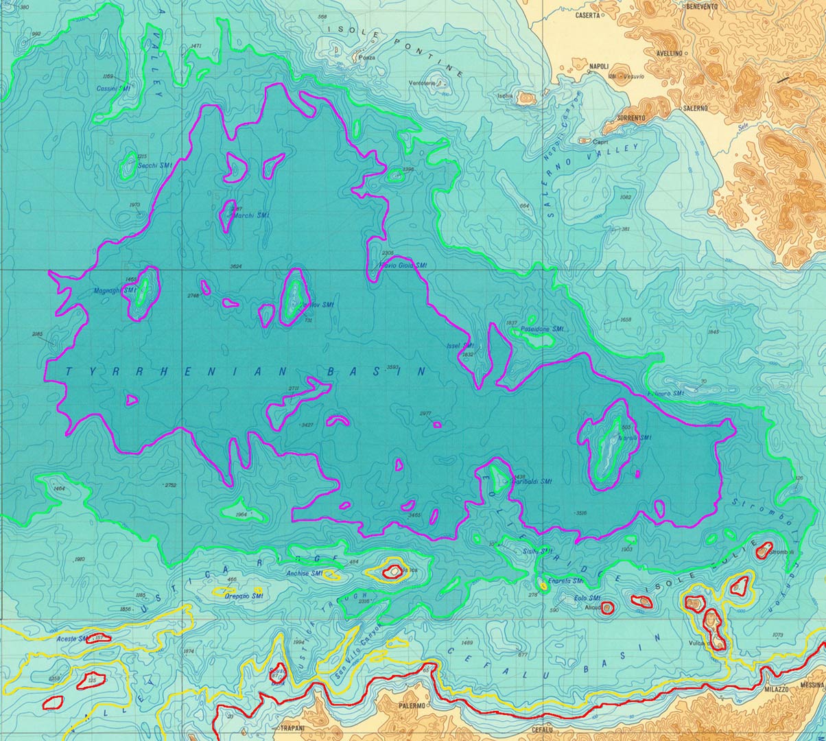 Batimetria mediterranea: 7. Tirreno centro-meridionale