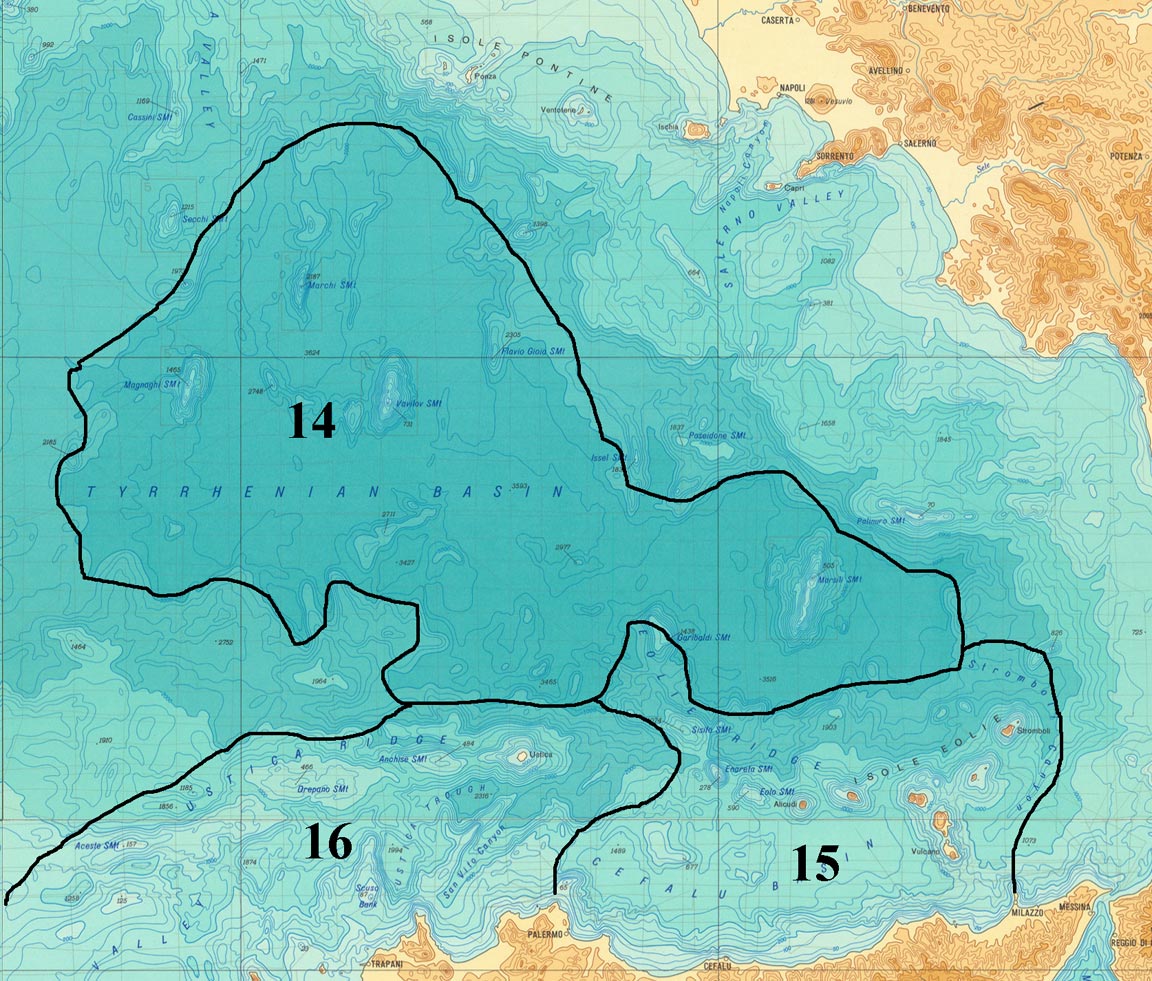 Batimetria mediterranea: 7. Tirreno centro-meridionale