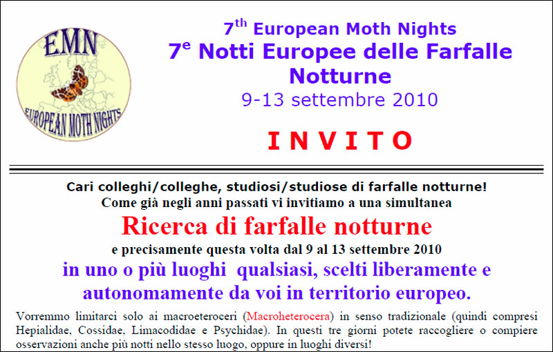 7e Notti Europee delle Farfalle Notturne 9-13 settembre 2010