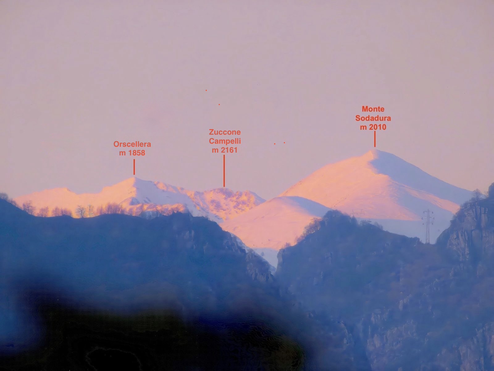 Identificazione monti tra Lecco e Bergamo