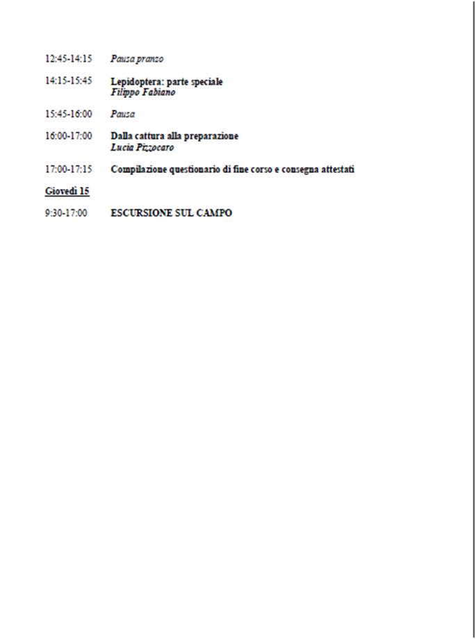 CORSO SISTEMATICA INSETTI FIRENZE