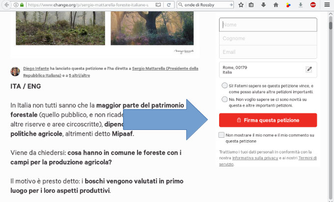 Petizione contro i disboscamenti selvaggi