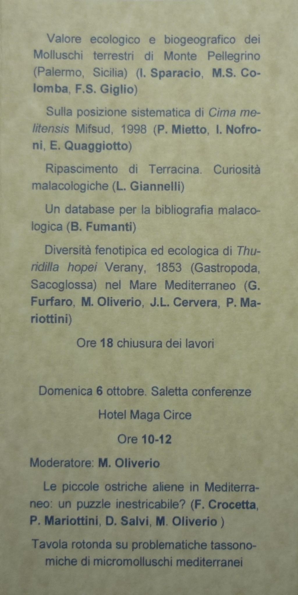 Convegno Malacologico 2013