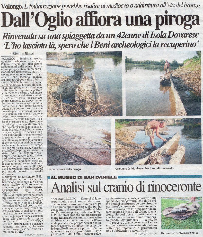 Cremona - Dal Po affiora il rinoceronte