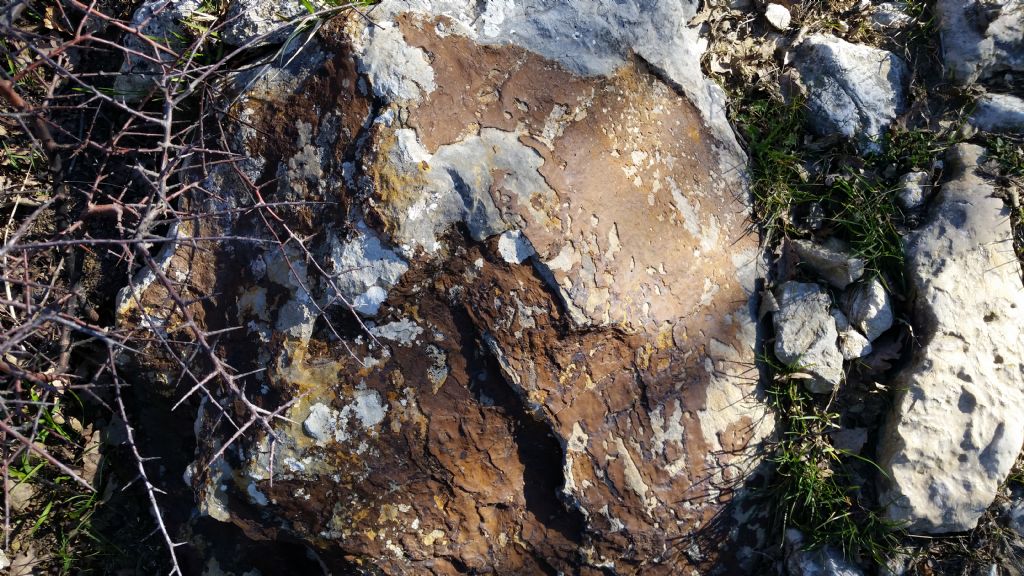 Patina color ruggine su roccia