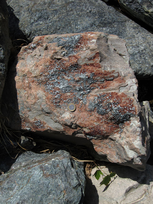 Identificazione minerale - granato e clorite in rodingite