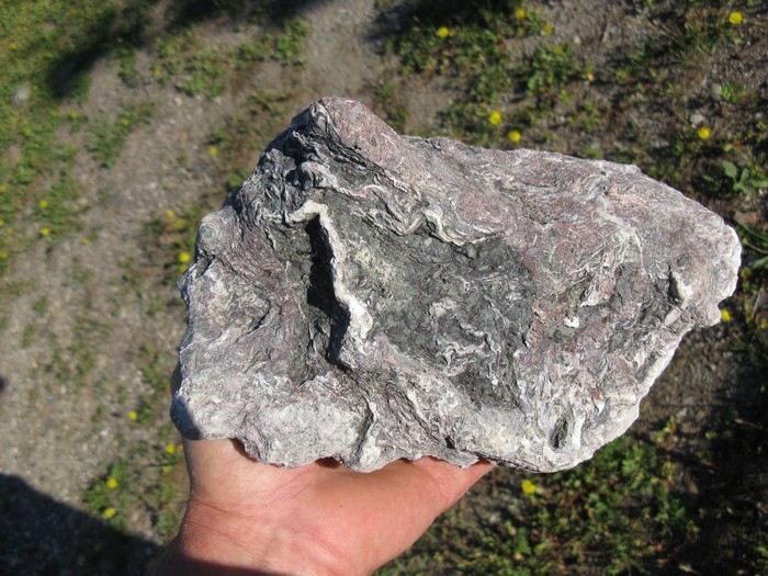 pietra saponaria? No, roccia serpentinosa (forse oficalcite)