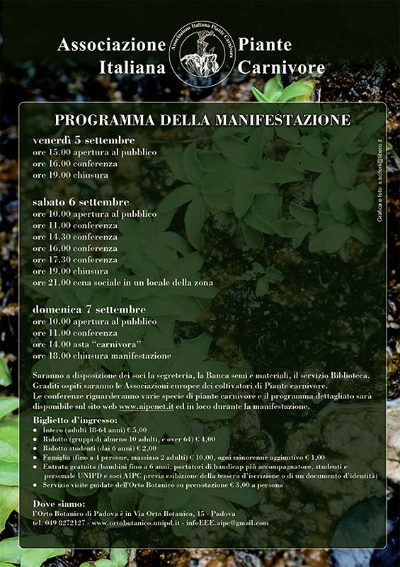 Meeting Europeo Piante Carnivore, Orto Botanico di Padova