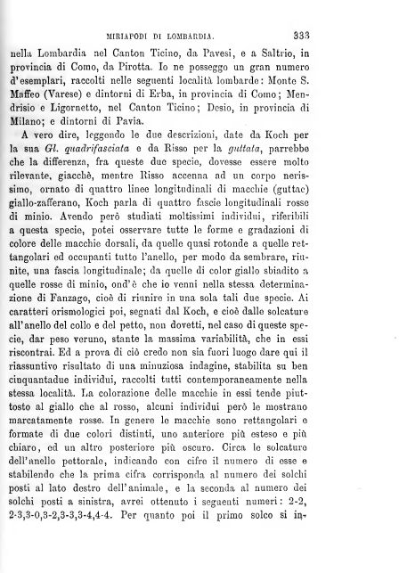 BROLEMANN  Glomeridae lombardi. Milano, 1880